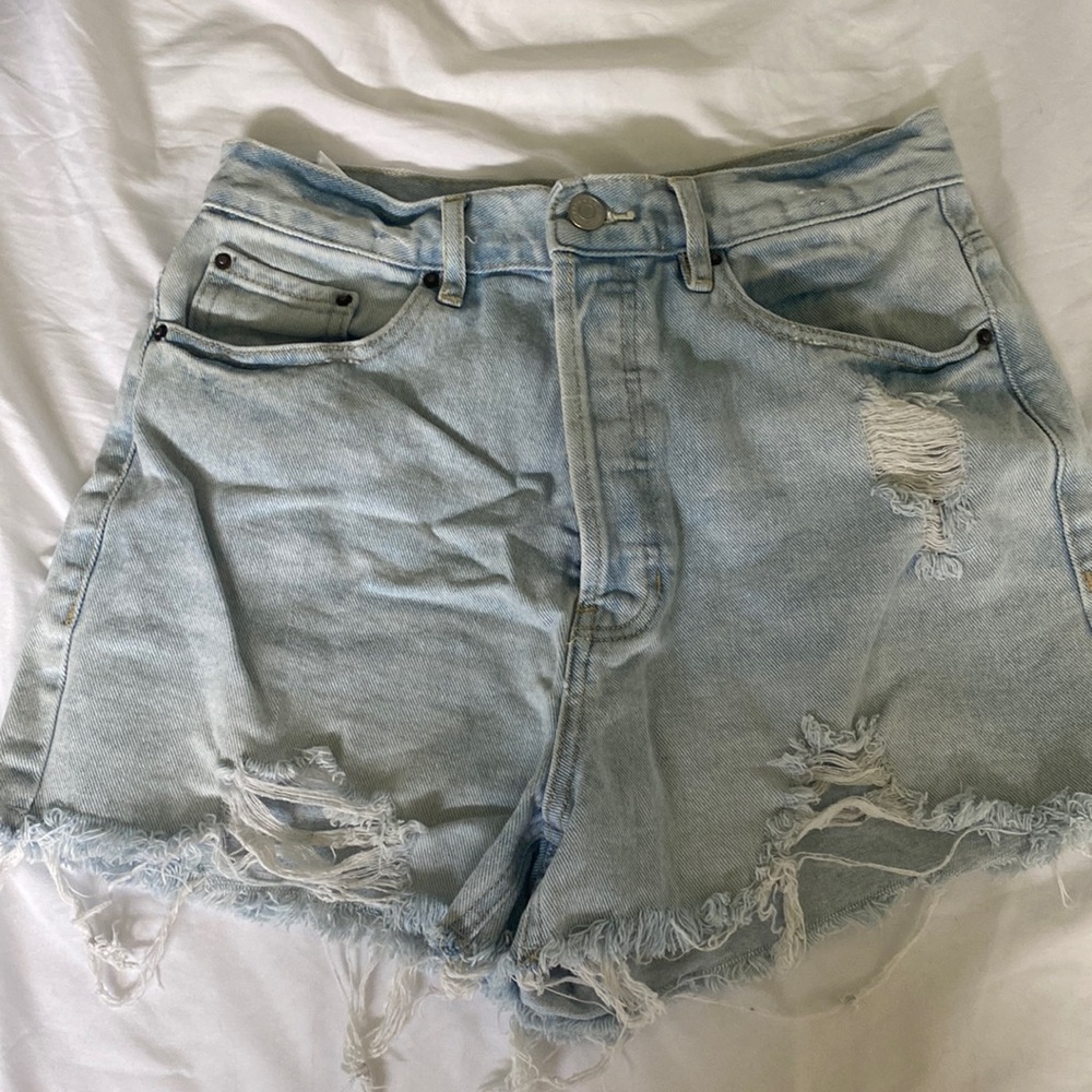 Ultra high rise denim shorts